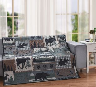 QUILT THROW BLANKET WOODLAND FOREST 50"X60"