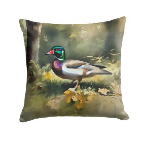 Wood Duck Throw Pillow Machine Washable, Indoor Outdoor Decorative Pillow for Couch, Bed or Patio, 18Hx18W