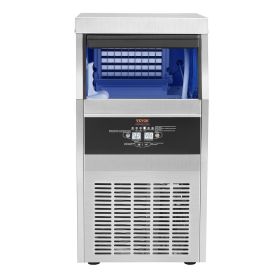 VEVOR 110V Commercial Ice Maker 110LBS/24H with 44lbs Storage Capacity Stainless Steel Commercial Ice Machine 40 Ice Cubes Per Plate Industrial I