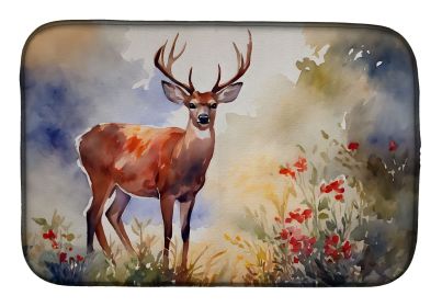 Deer Dish Drying Mat Absorbent Dish Drying Mat Pad for Kitchen Counter Dish Drainer Mat for Countertop, 14 x 21", Multicolor