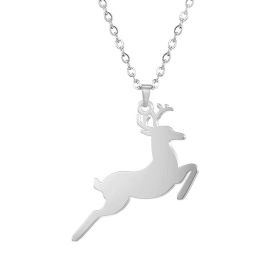 Jewellery Deer Pendant Stainless Steel Necklace (Color: Steel color)