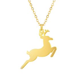 Jewellery Deer Pendant Stainless Steel Necklace (Color: Gold)