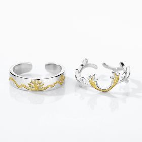 A Deer Has You Couple Ring Men's And Women's Sterling Silver (Color: A pair, size: Open)