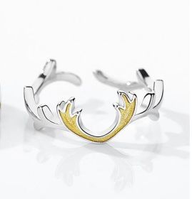 A Deer Has You Couple Ring Men's And Women's Sterling Silver (Color: Women, size: Open)