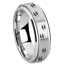 Deer Footprints Turning Titanium Steel Ring Men's And Women's Jewelry (Color: Silver, size: number 12)