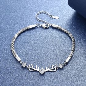 Bijin Jianyi Deer Has Your Lover Bracelet Girl Simple Sen's Deer Horn Bracelet Korean version of ins Christmas Gift (colour: SL-061 # Women's)