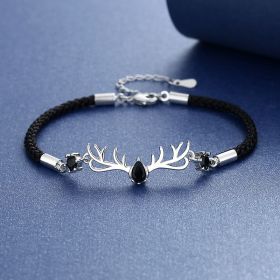 Bijin Jianyi Deer Has Your Lover Bracelet Girl Simple Sen's Deer Horn Bracelet Korean version of ins Christmas Gift (colour: SL-060 # men's style)