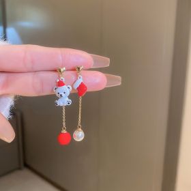Silver Needle Christmas Series Earrings Bears Elk Bell Christmas Tree Santa Claus Fresh Sweet Earrings Wholesale (colour: Silver Needle Christmas Socks)