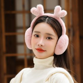 Warm Earmuffs Winter Earmuffs Men's and Women's Common Plush Earmuffs Earmuffs Rabbit Hair Earmuffs Korean Edition Cute Back Wear (colour: Lotus root pink deer ear)