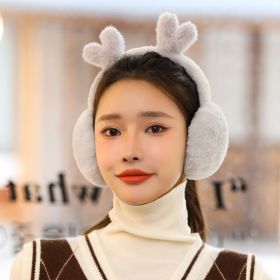 Warm Earmuffs Winter Earmuffs Men's and Women's Common Plush Earmuffs Earmuffs Rabbit Hair Earmuffs Korean Edition Cute Back Wear (colour: Grey Deer Ear)