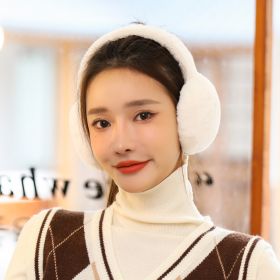 Warm Earmuffs Winter Earmuffs Men's and Women's Common Plush Earmuffs Earmuffs Rabbit Hair Earmuffs Korean Edition Cute Back Wear (colour: white)