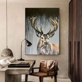 Large Abstract Deer Oil Painting on Canvas Original Hand-painted Stag Canvas Wall Art Modern Animal Painting for Living Room Home décor (Style: 01, size: 60x90cm)