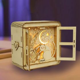 3D Wooden Puzzles Night Lights Desk Decorations Birthday Christmas Gifts For Women Age14+ (shape: Cat)