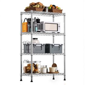 1000 lbs Storage Shelving 4-Tier Utility Shelving Unit Steel Organizer Wire Rack for Home,Kitchen,Office,Chrome (13.7" D x 23.6" W x 53.4" H) (Color: Chrome)