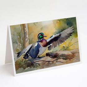 Wood Duck Greeting Cards Pack of 8 Blank Cards with Envelopes Whimsical A7 Size 5x7 Blank Note Cards (Default: Default)