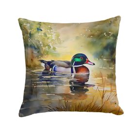 Wood Duck Throw Pillow Machine Washable, Indoor Outdoor Decorative Pillow for Couch, Bed or Patio, 14Hx14W (Default: Default)