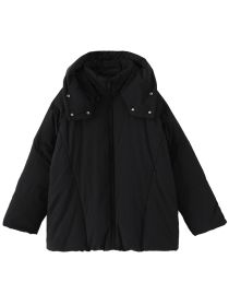 Casual Detachable Hooded 90 White Duck Down Jacket (Option: Black-S)